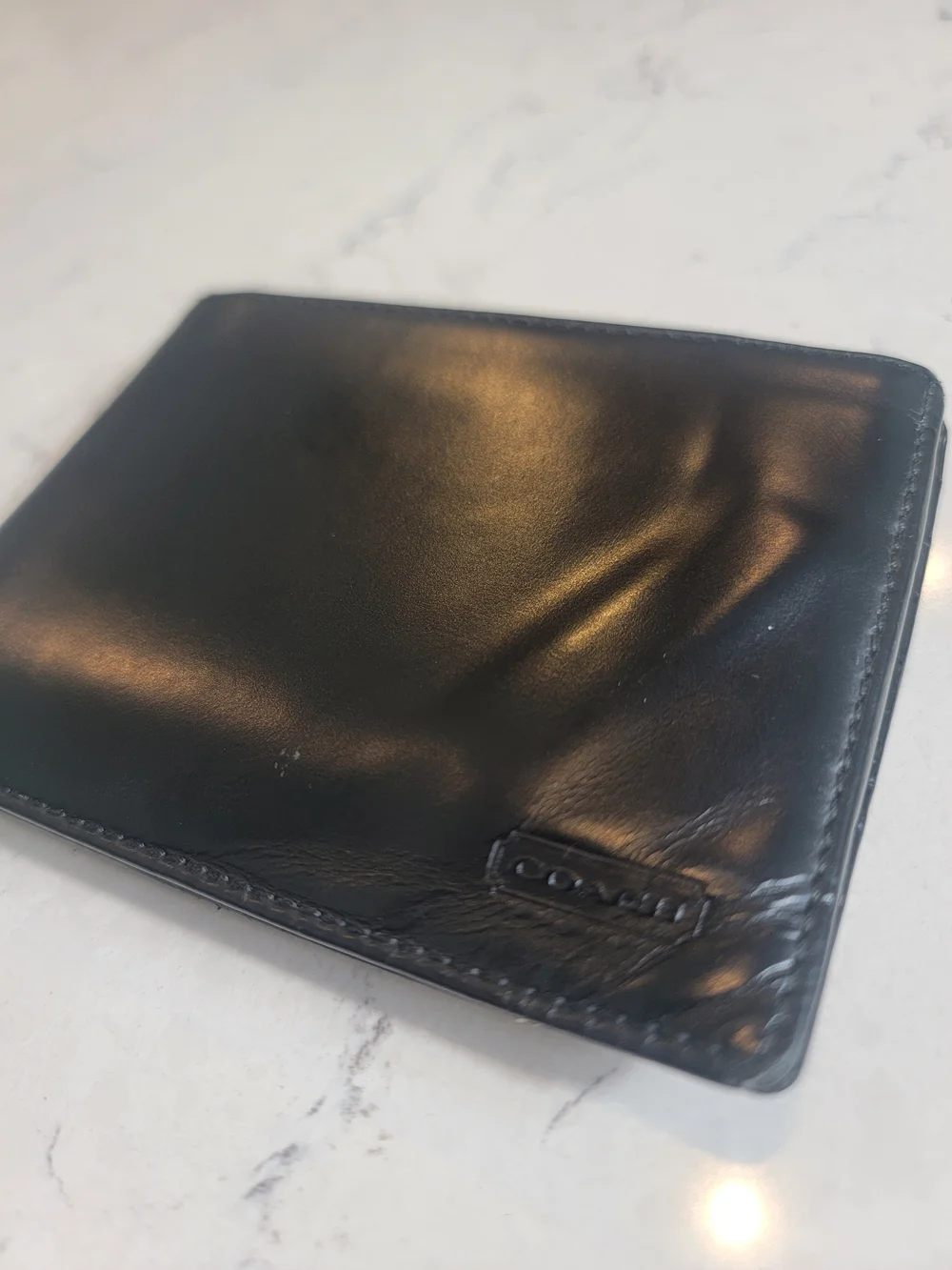 Vintage Coach Black soft Leather Bifold Wallet + Removable Card Holder